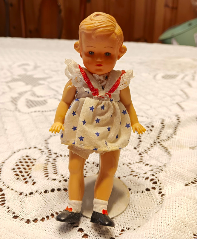 Plasti-baby Doll 5.5" With Stand 1940s-1950s Great Condition