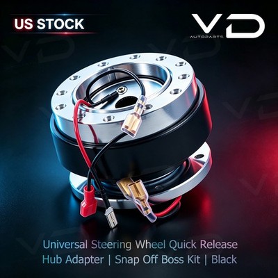 Universal Car Black Steering Wheel Quick Release HUB Adapter Snap Off Boss Kit