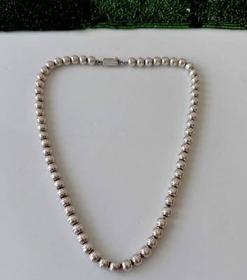Vtg.solid Sterling Silver 925 Mexico Taxco Beaded Necklace Box