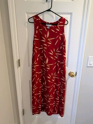 Vintage Casual Corner Annex Red Leaf Print Dress Size M | eBay
