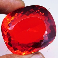 Certified 259.95 Ct Natural Mexican Fire Opal Red Orange Cushion Loose Gemstone