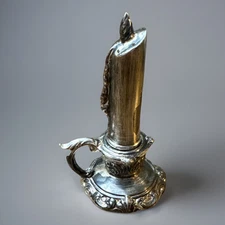 Vintage W.B. Mfg Co. (Weidlich Bros) Silver Plate Candle Shape Salt Shaker 5” T