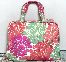 Modella Hanging Cosmetic Makeup Bag Pink & Teal Swirl Pattern Travel Organizer
