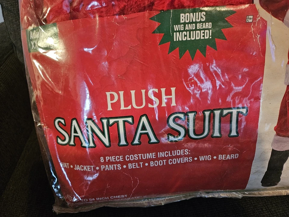 Santa Claus Plush Costume Adult. 8 Pc. XXL. Packaging Damage, Otherwise New - Image 2 of 2