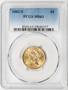 882-S $5 Liberty Gold Half Eagle PCGS MS63