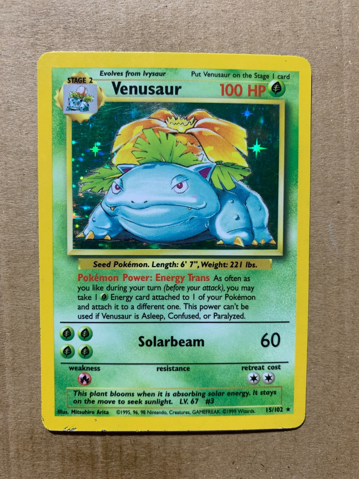 Venusaur 15/102 Base Set - Holo Pokemon Card - LP