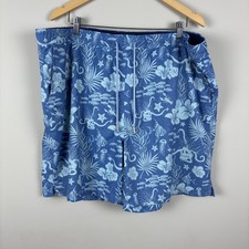 Peter Millar Swim Trunks Mens XXL Seaside Blue Floral Skulls Fish Mesh Lined 2XL