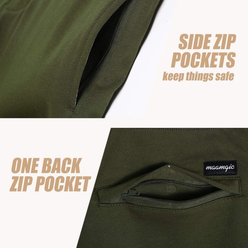 maamgic Mens Athletic Gym Shorts 5.5" Elastic Waist X-Small, Army Green - Picture 3 of 5
