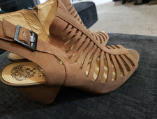 Vince Camuto Eliana Brown Leather Suede Ankle Boots Booties Shoes Size 9 med