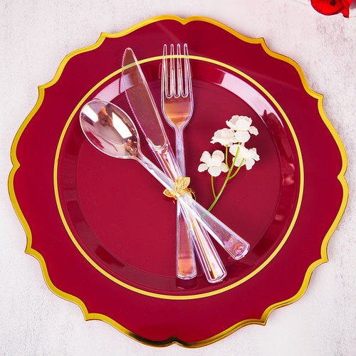 24 Iridescent Plastic Cutlery Spoon Fork Knife Set Disposable Tableware Party - Bild 6 von 9