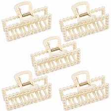 5 PCS Simulated Pearl Hair Claw Clips for 1 Count Pack of 5 , 5 Pcs Simple