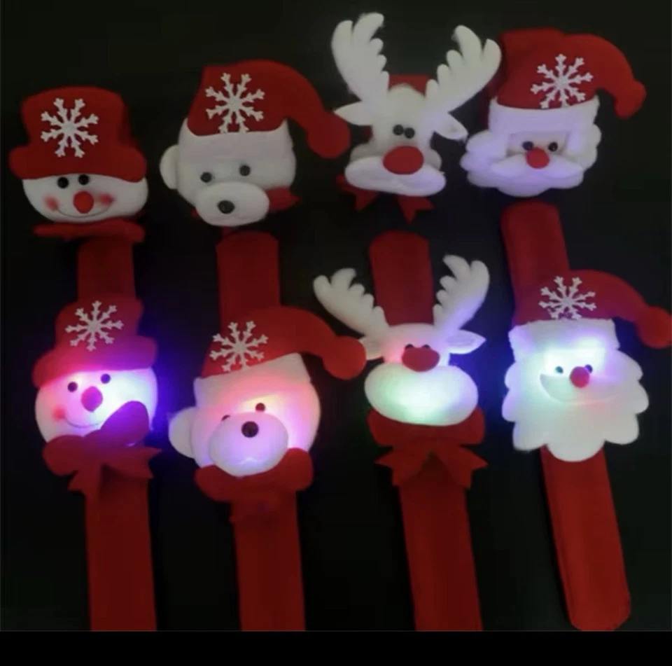 Pulseira de pelúcia leve Papai Noel com anel de pressão pulseira de Natal luminosa - Imagem 3 de 4