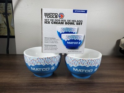 Rare MATCO Tools Ice Cream Bowl Set Great Quality Kitchen 2 Bowls New In Box NIB