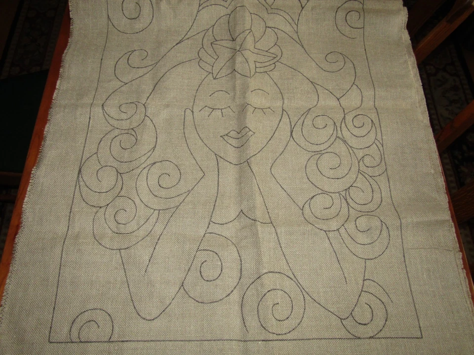 ENCOMPASSING DESIGNS BURLAP RUG HOOKING PATTERN SAILOR'S LURE MERMAID 28" X 96" - Image 2 of 4