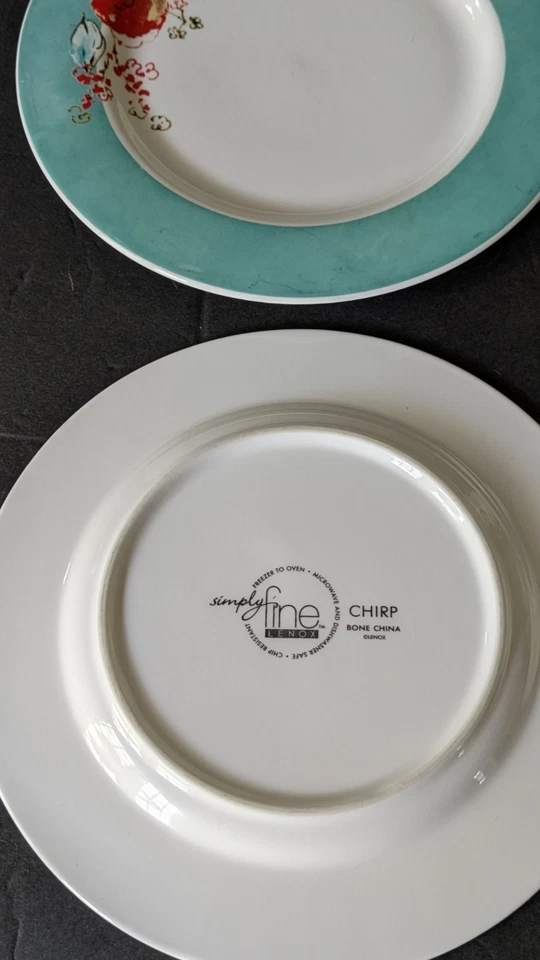 Lenox Chirp Dessert Bread Butter Plates Set Of 7 Turquoise Band READ - Image 3 of 4