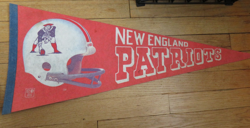 1980s New England Patriots Pennant 29.5" Stiff Felt Flag Banner by NFL Football.