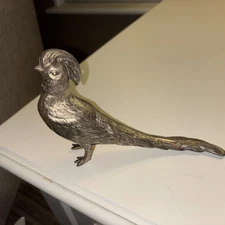 Vintage Pheasant Bird Figurine Gold Tone Metal 