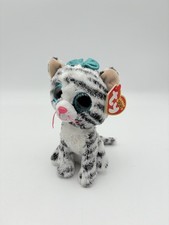 TY Beanie Boos Quinn Plush Blue Bow Claires Exclusive Tags Gray White Retired