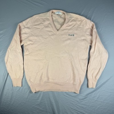 VTG Pringle Sports Sweater Men's XL V-Neck 100% Wool Scotland Pink Golf