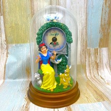 Disney Snow White Seven Dwarfs Forest Animals Table Clock, Glass Dome, Used