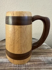 Handmade Large Wooden Viking Beer Cup Wooden Tankard 6” EUC