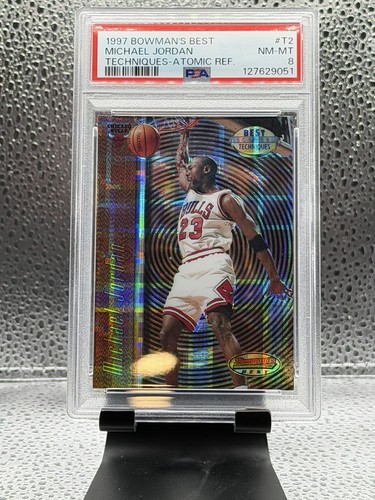 1997 BOWMAN'S BEST TECHNIQUES ATOMIC REFRACTOR #T2 MICHAEL JORDAN PSA 8