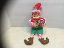 Christmas Pixie Elf (Bendable) Candy Lollipop Doll  Ornament 10"