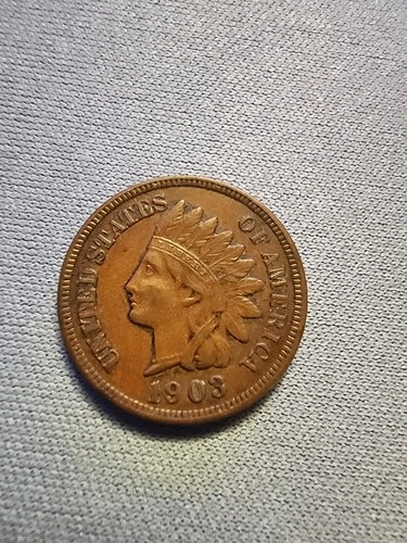 1903 United States Indian Head Penny 1C Copper Cent XF/AU Details US Coin