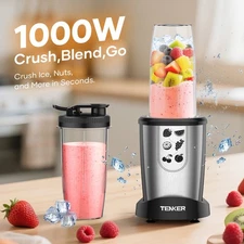 TENKER 1000W Blender Smoothie Maker 6 Blades 2*23 ozCups Portable Kitchen Mixer