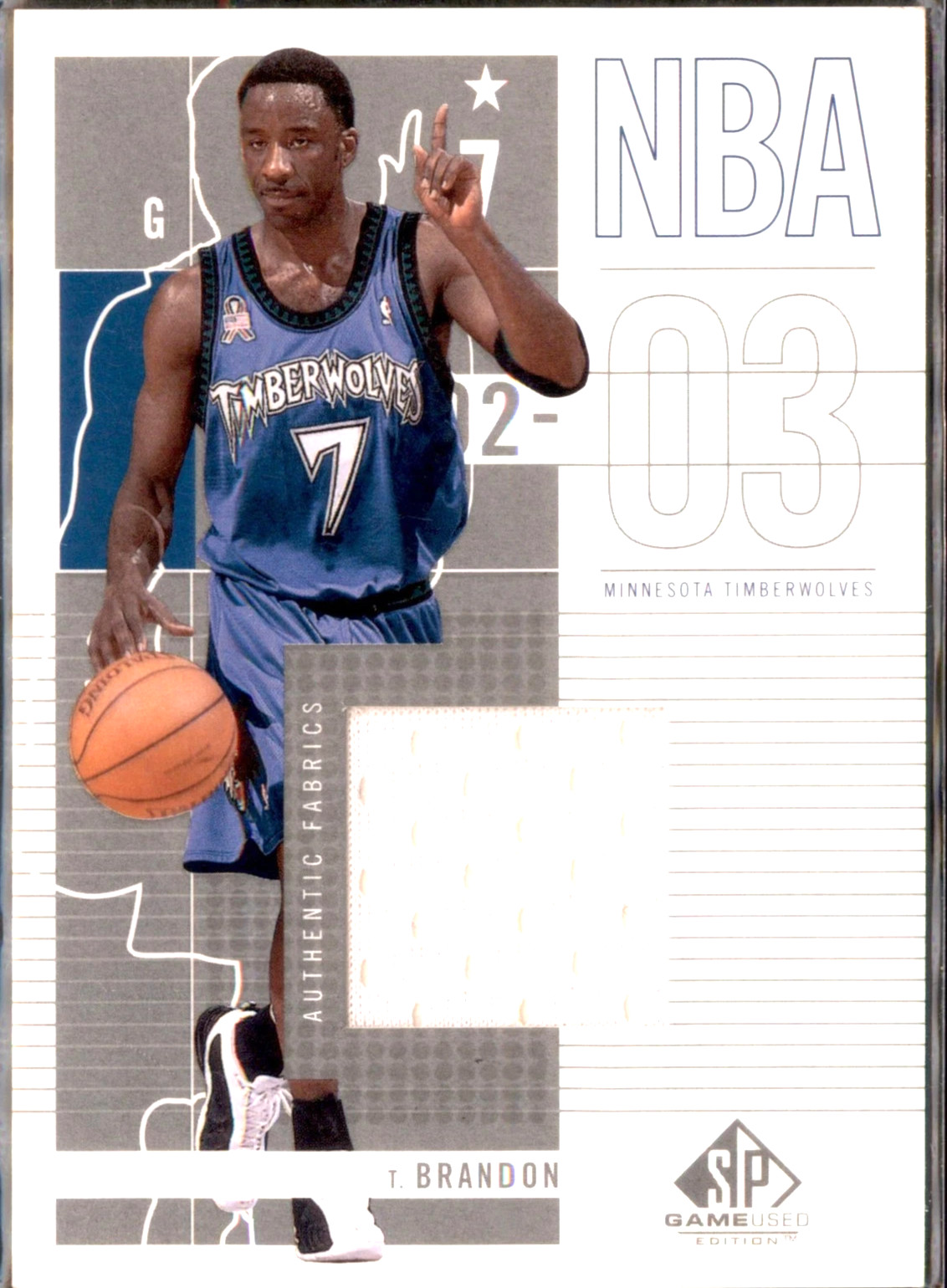 2002-03 BASKETBALL SP Game Used JERSEY CARD #58 Terrell Brandon NMMT FREE SHIPPI