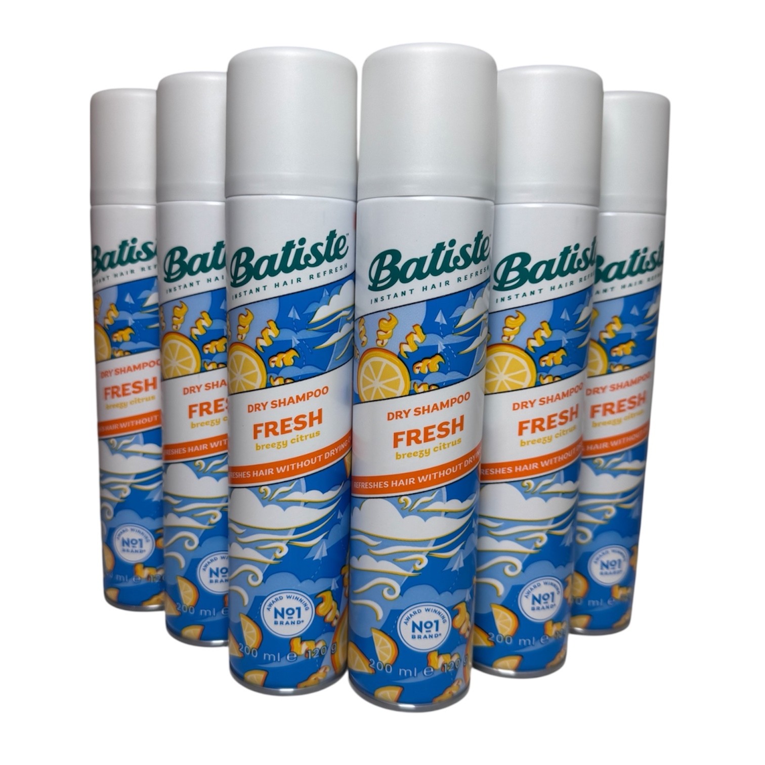 [Pack of 6] Batiste Dry Shampoo Fresh Breezy Citrus, Refresh Hair, 6.73 fl oz