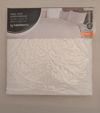 Sainsbury’s White Boho Embroidered Single Duvet Cover and One Pillowcase Set