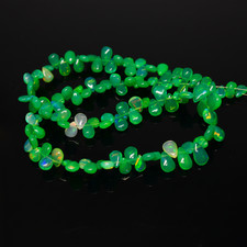 Ethiopian Green Opal Pear Beads 4  12mm 8" Strand Fire Gemstone