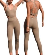 Free People Movement Back It Up Jumpsuit M Medium Olive Green Athletic Wear