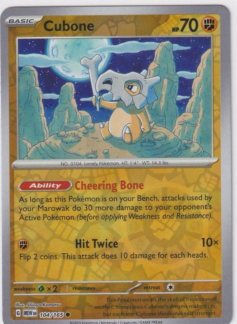 Cubone (Reverse Holo) 104/165 - SV: Scarlet & Violet 151 - Pokémon TCG - NM/M