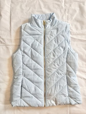 Michael Kors Women's Light Blue Quilted Puffer Vest Full Zip Sleeveless S/P