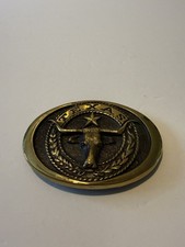 Texas Star Longhorn Belt Buckle RC Solid Brass Vtg 70s Heritage AE-26796 N-5 