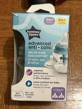 1 Tommee Tippee Advanced Anti-Colic 5oz Bottle 0mo Slow Flow  3m Med Flow