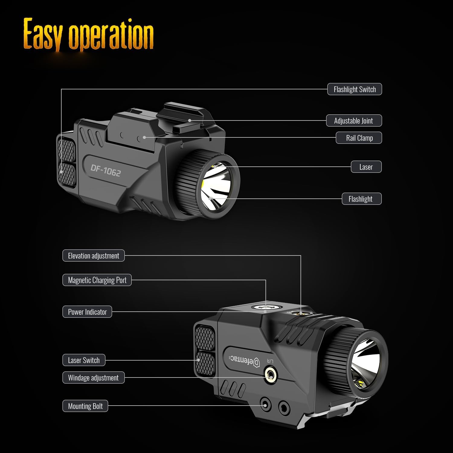 DEFENTAC 800lm Pistol Light and Green Laser Sight Combo 