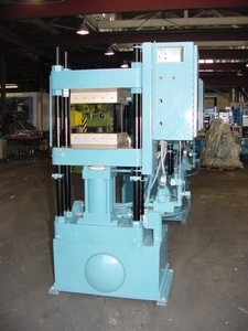 75 Ton hydraulic compression molding press with 15" x 15" electric platens