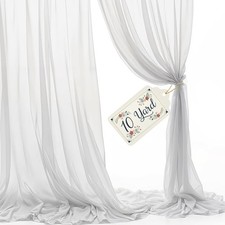 Sheer Voile Chiffon Fabric Draping Panels 10 Yards 120 Inch Wide White Decor