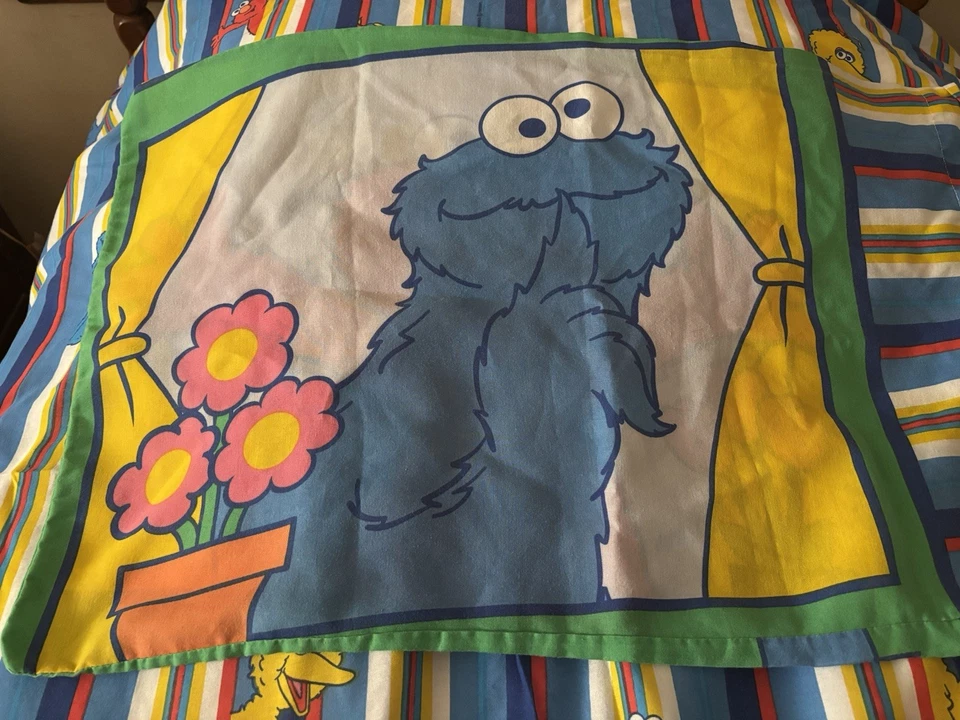 Juego de funda de almohada Sesame Street Twin de 3 piezas ajustada/plana/doble cara. Vintage 00’  Foto 2 de 4