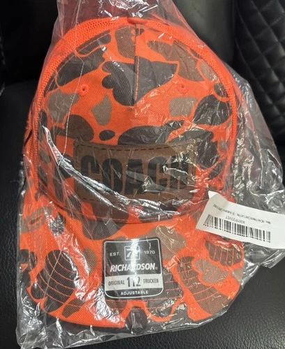 New Coach Outdoors Richardson 112 Blaze Orange Camo Cap Hat Logo