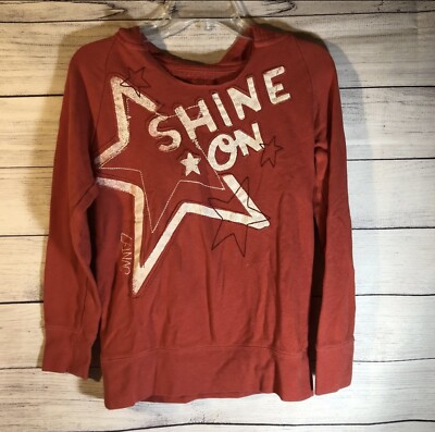 American Eagle 77Kids Girl's XL 14 Hoodie Sweatshirt Rust Orange Shine On Star