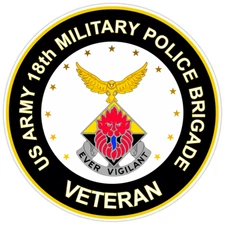 US Army 18th Military Police Brigade Veteran Bumper Sticker Military Decal 5"
