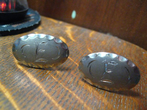 Sarah Coventry Jewelry "E" Initial Vintage Cufflinks - Silver Monogram Letter