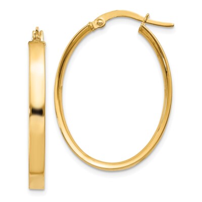 19mm 10k Yellow Gold 3mm Oval Hoop Earrings
