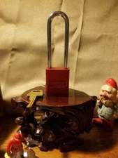 ONE American Series A1107 1-1/2" Aluminum Body RED Padlock  3" shackle clearance