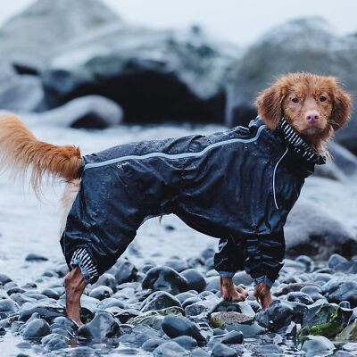 Hurtta Dog Coat with Legs Waterproof Downpour Suit Raven 50L or 30L  UK
