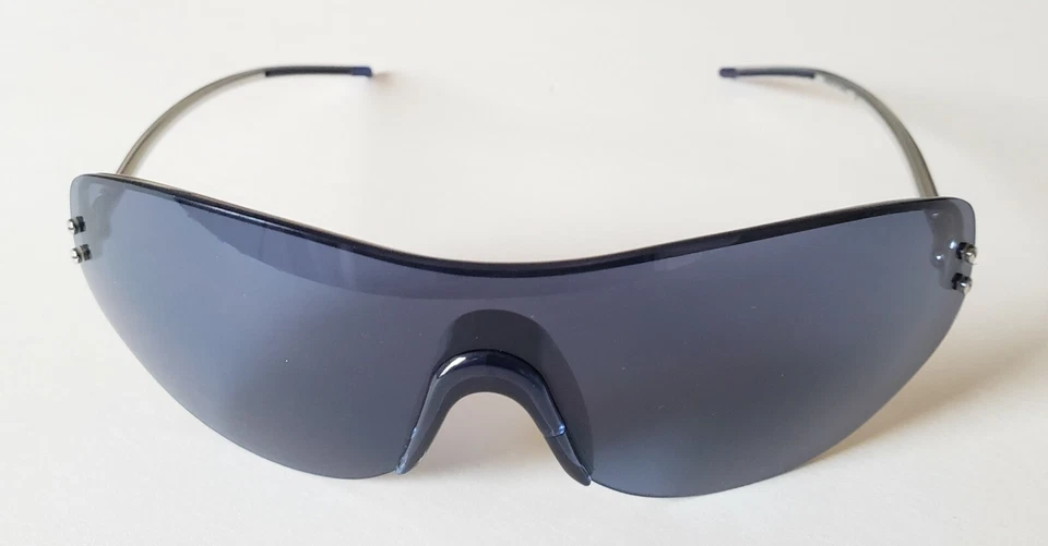 Authentic Louis Vuitton Cup 2000 Semi-Rimless Blue Shield Sunglasses Italy N3595